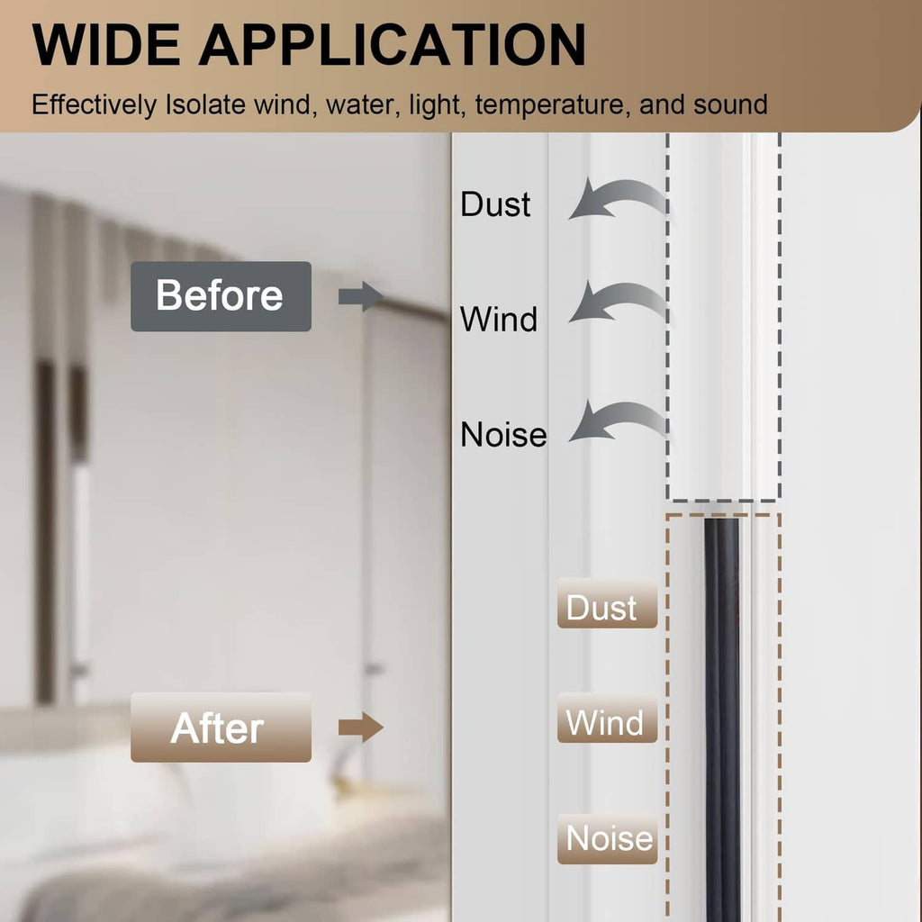 Black door gap weather stripping seal strip helping block wind, dust, and noise