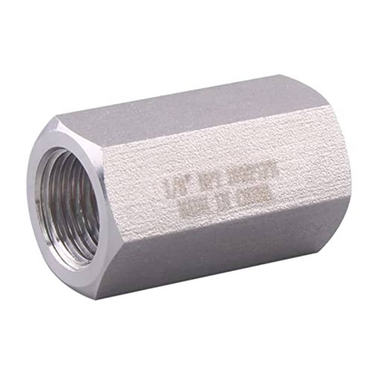 Stainless steel 304 full hex coupling with 1/8" NPT female threads and hex body
