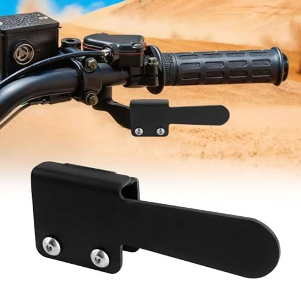 ATV throttle handle extender bar attached to handlebar, black lever and mounting plate