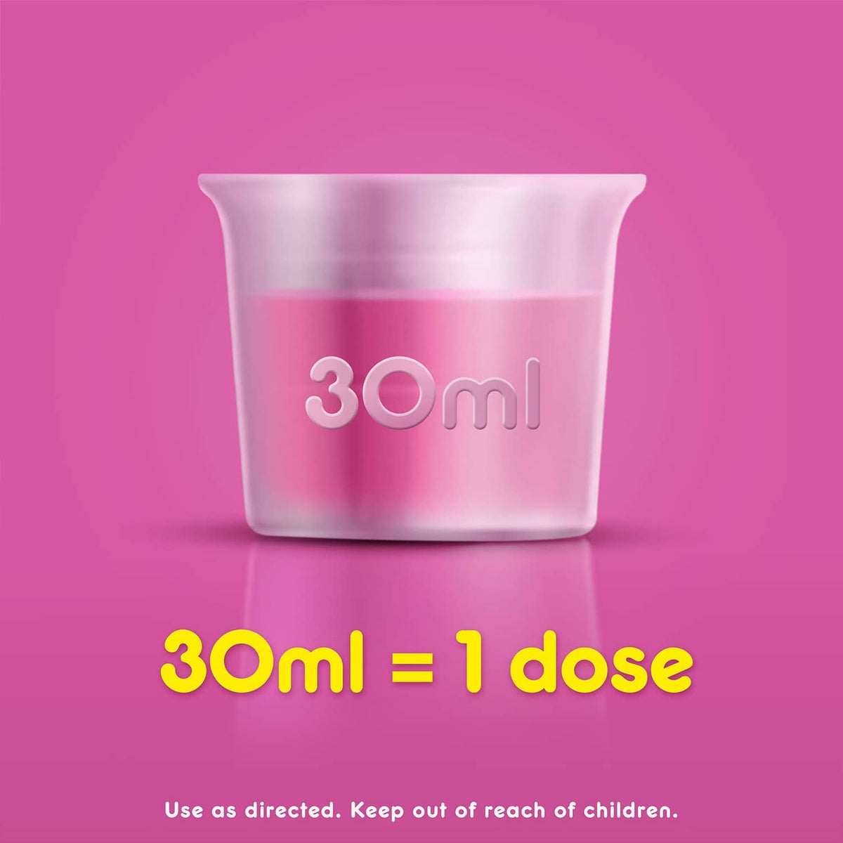 Pepto Bismol liquid measuring cup graphic: 30mL = 1 dose