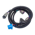 Black headlight wiring harness with multiple gray connectors and a blue plug