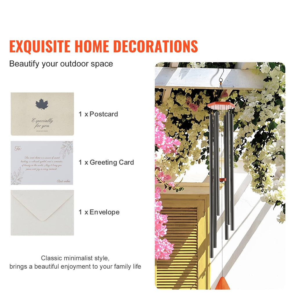 Wind chime for outdoor decor with aluminum tubes and diamond hanging ornament
