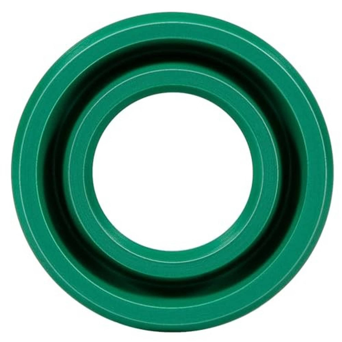 Hydraulic floor jack U-cup seal with green outer edge and black inner lip detail