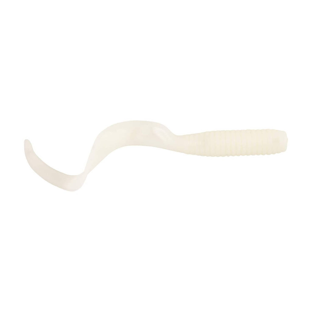 White soft plastic fishing hook trailer worm bait