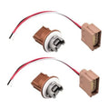 Pair of turn signal socket pigtails; brown housings, white sockets, red/black wire leads.