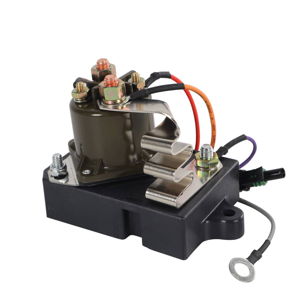 Glow plug relay controller with metal bracket, copper terminals, and black wire harness plug
