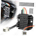 4-wire universal voltage regulator rectifier with black heat-sink and multi-wire harness
