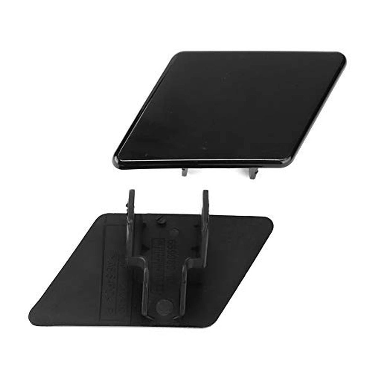 Headlight washer nozzle replacement cover pair, black, underside with mounting clips