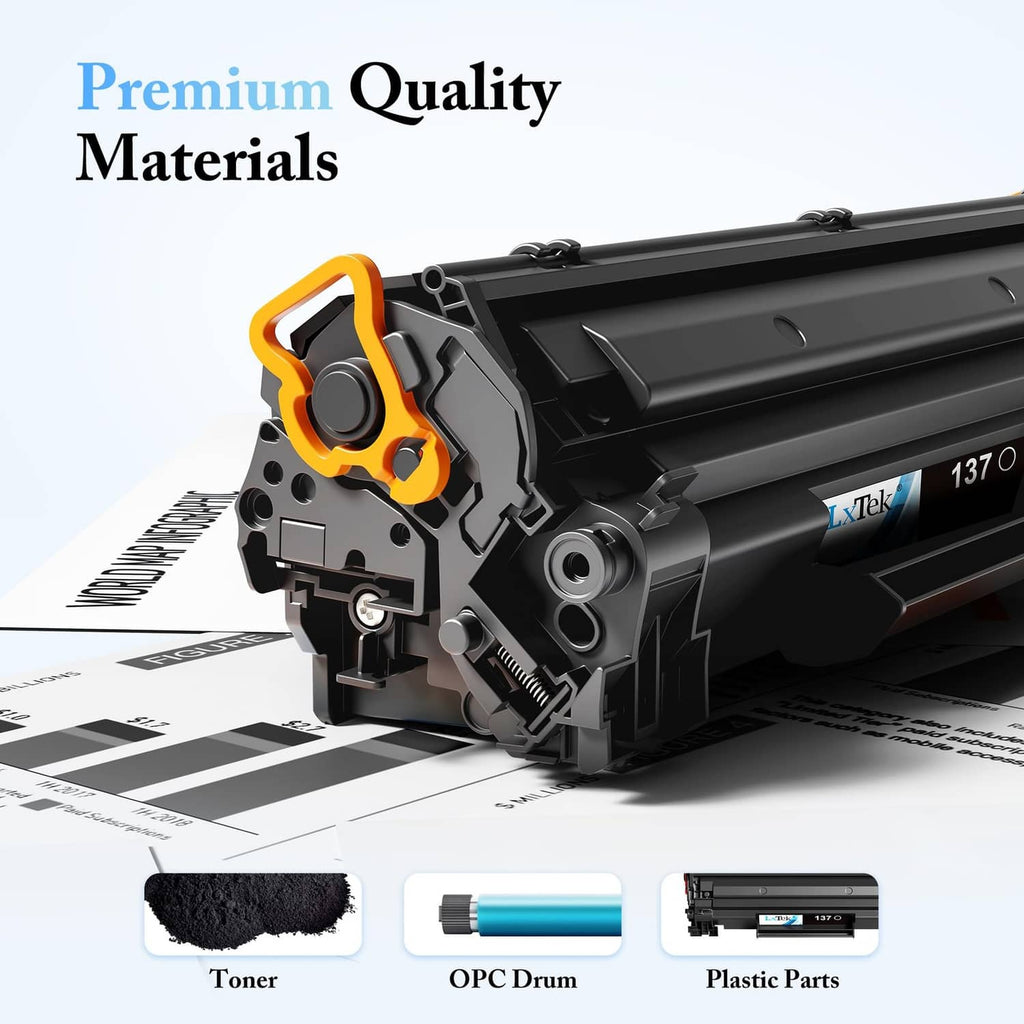 Black toner cartridge with orange seal and internal drum components