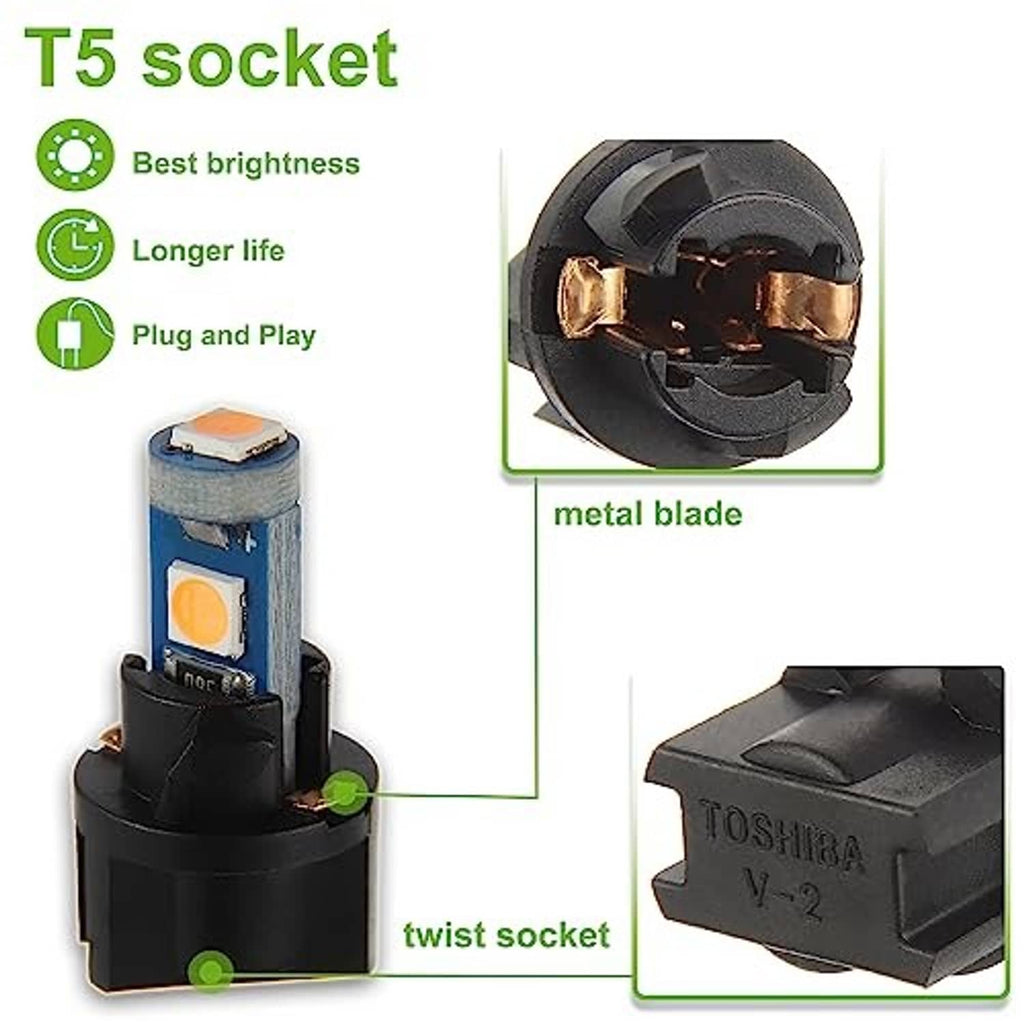 T5 socket LED bulb with twist base, showing blue module and orange LED chip