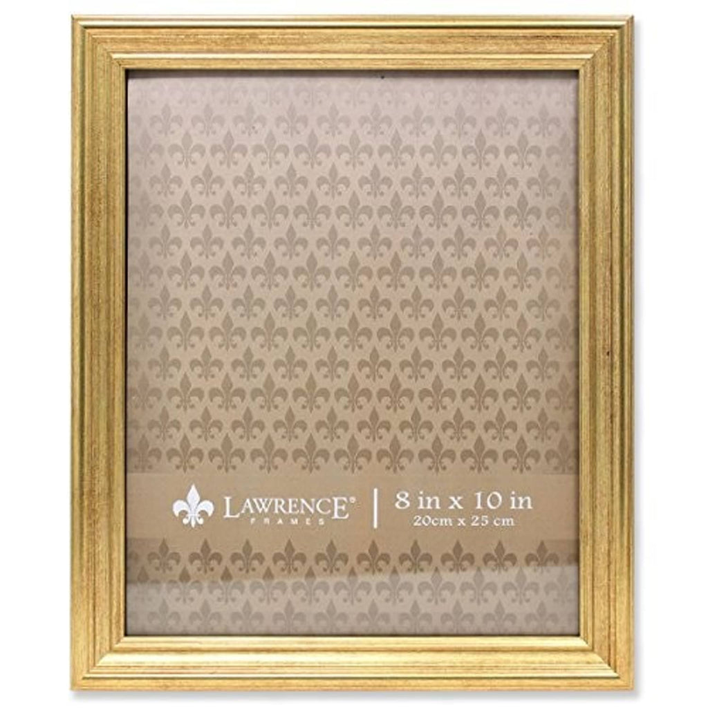 Gold 8x10 picture frame, ornate wide border, front view