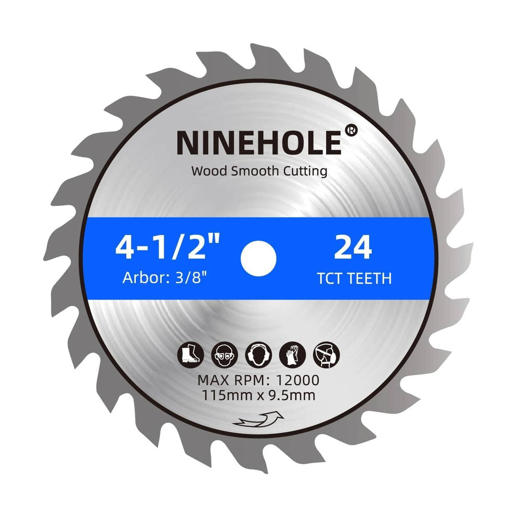 NINEHOLE circular saw blade, 4-1/2 in, 24T, 3/8 in arbor