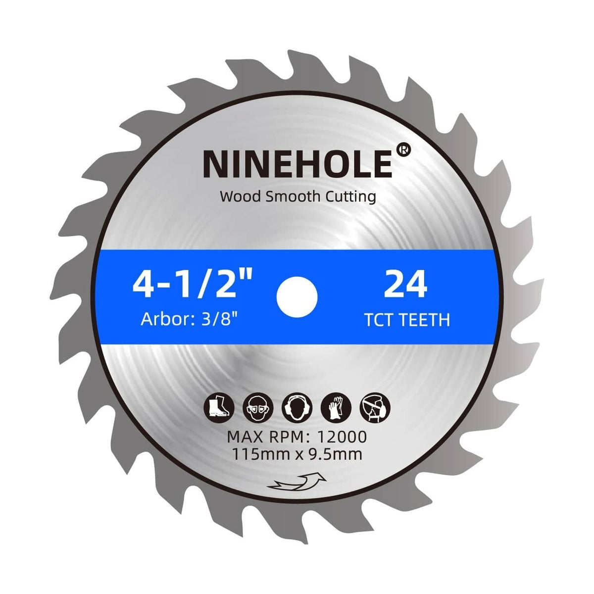 NINEHOLE circular saw blade, 4-1/2 in, 24T, 3/8 in arbor