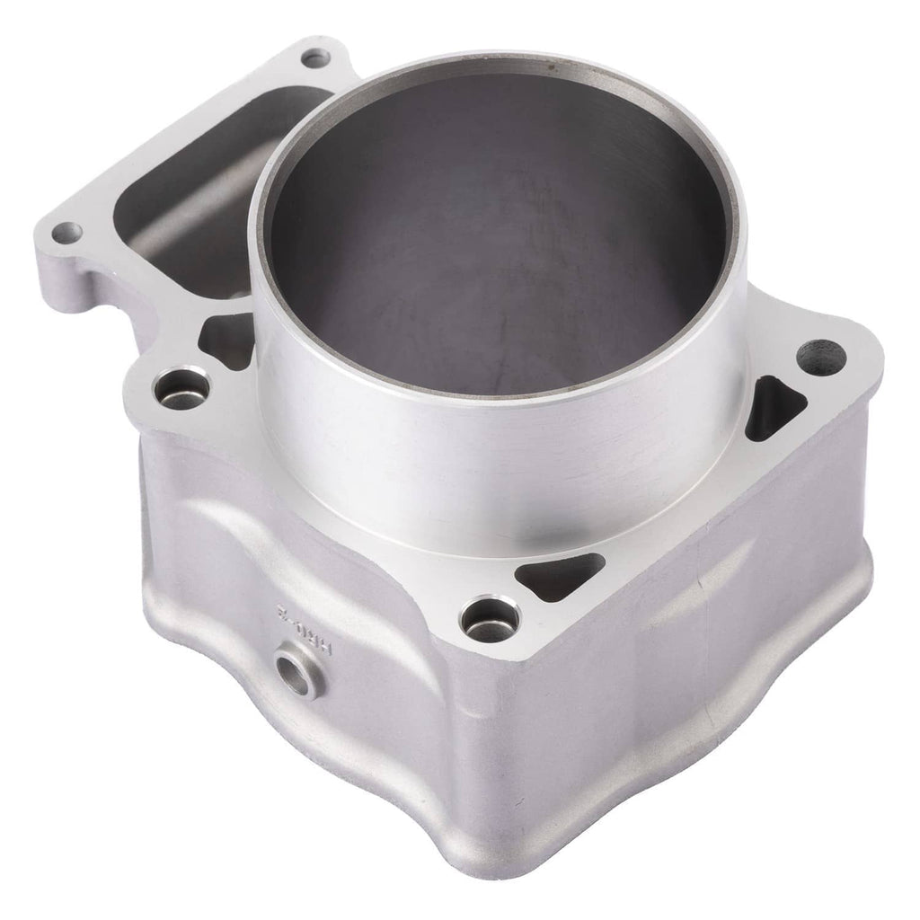 Aluminum cylinder block with circular bore and mounting bosses, close-up view