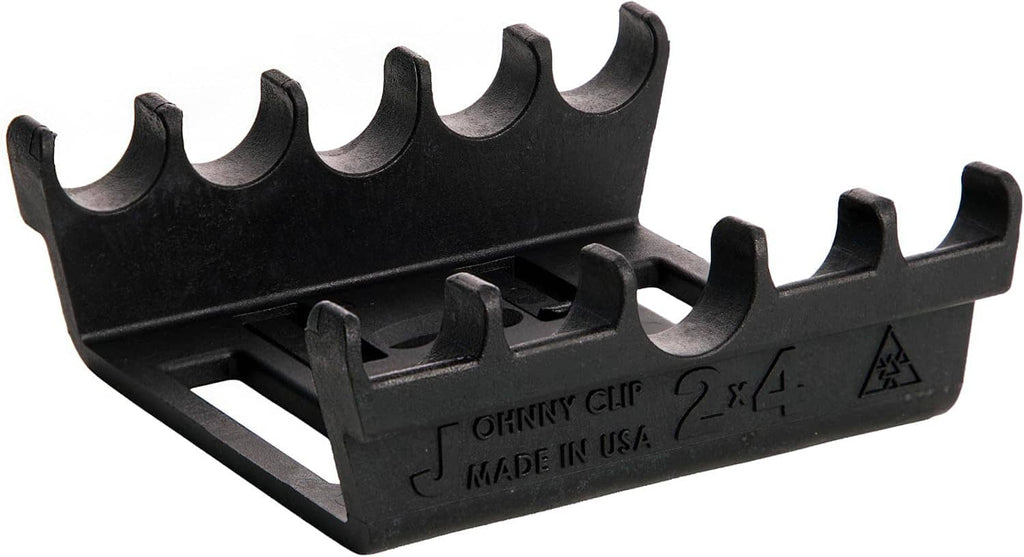Black loader base with angled shell guides and molded Johnny Clip 2x4 markings