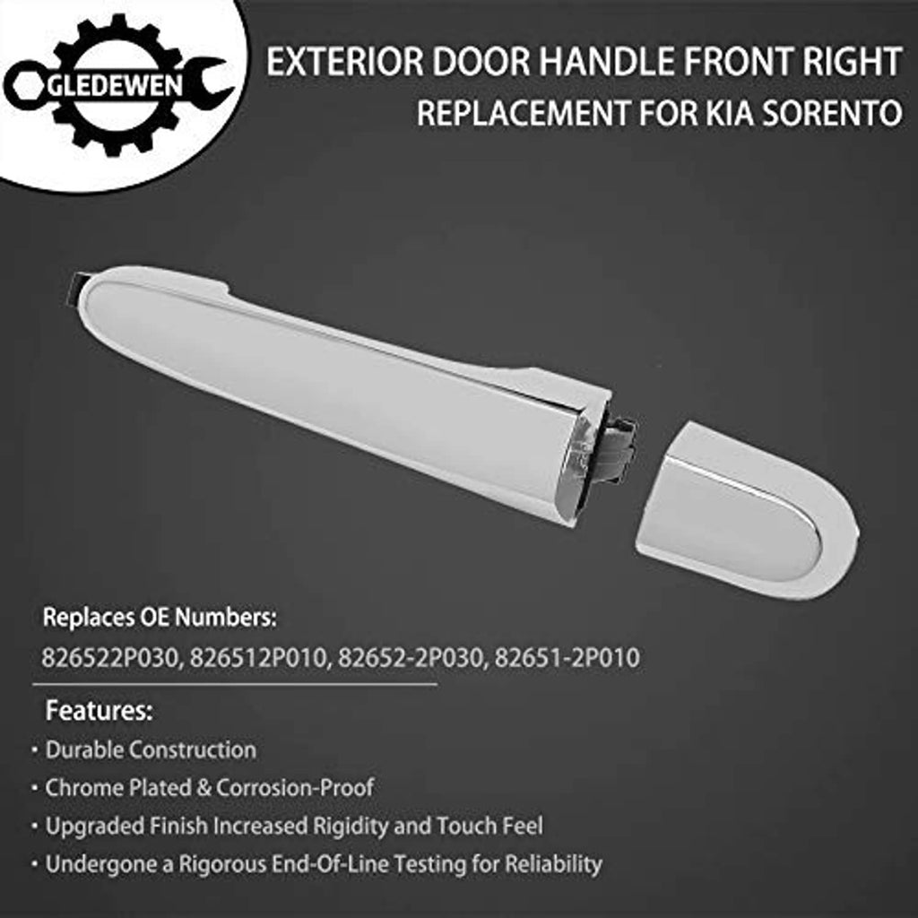Exterior front right door handle assembly with long chrome bar and oval grip