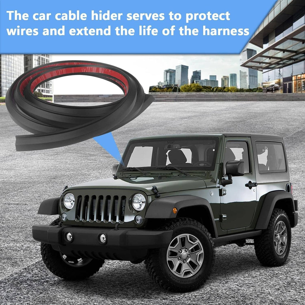 Black coiled wire hider for car cable protection and longer harness life