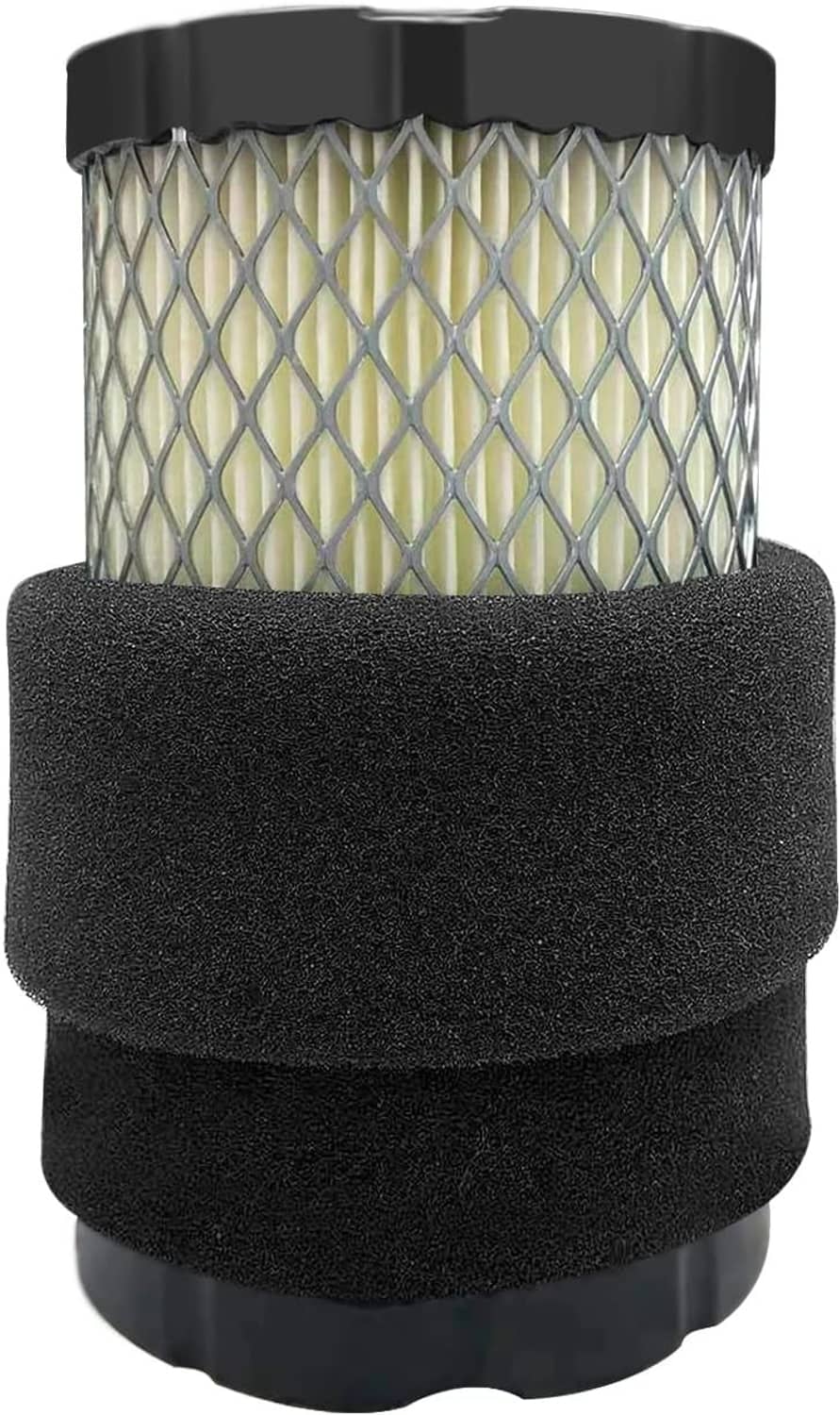 Foam and mesh air filter element with pleated core, stacked view