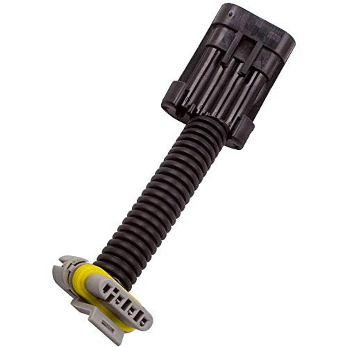 Turbo vane position sensor with black ribbed cable and gray plug with yellow marking