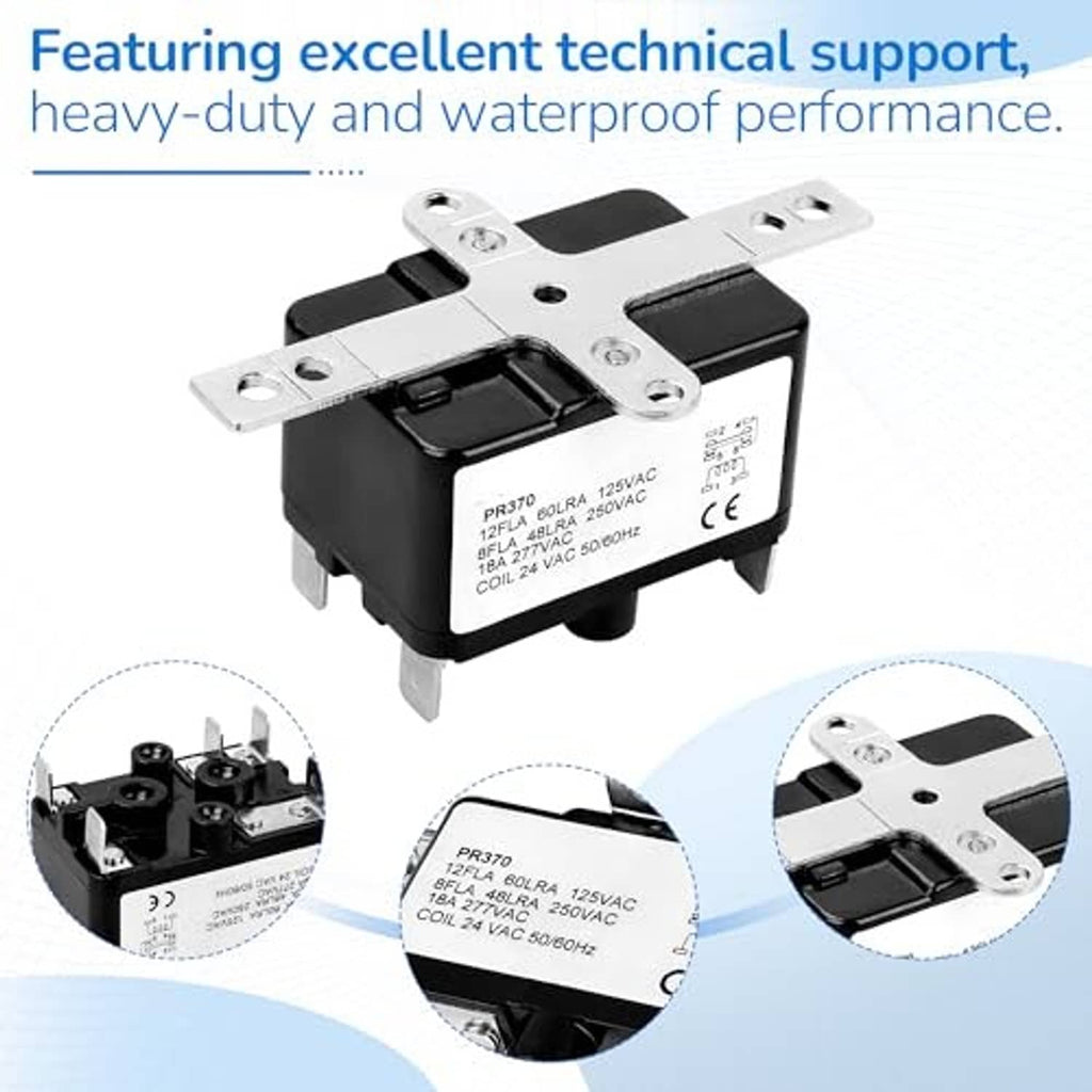 Black SPDT relay with cross-shaped silver mounting bracket and connector terminals