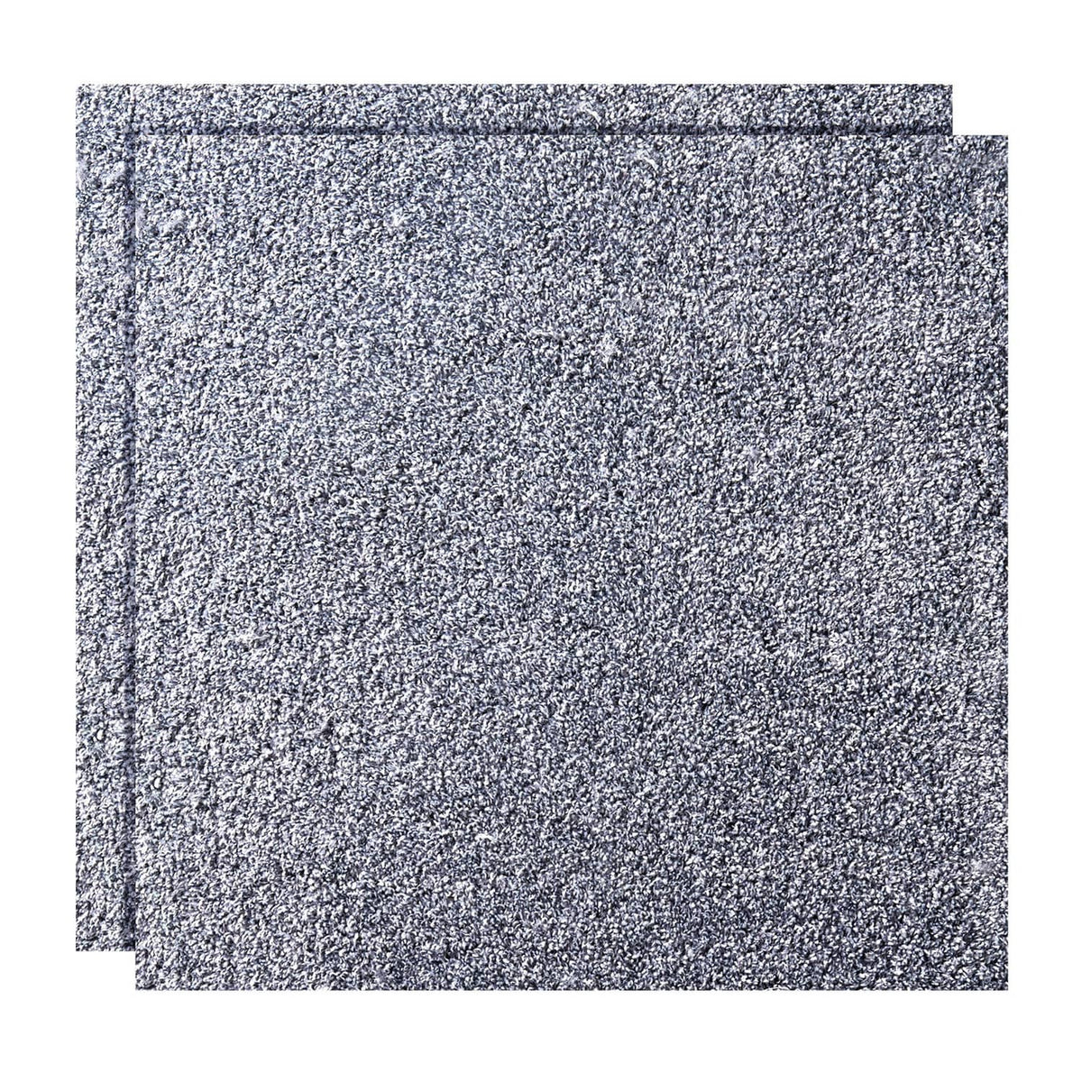 Gray speckled square carpet tile, smooth pile surface close-up