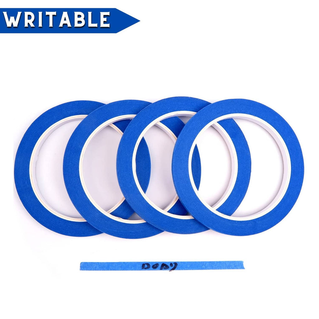 Blue painter's tape set with multiple wound rolls and a short loose tape strip.