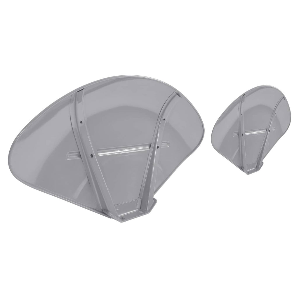 Gray fender skin panel set with large and small curved shields and metal hardware