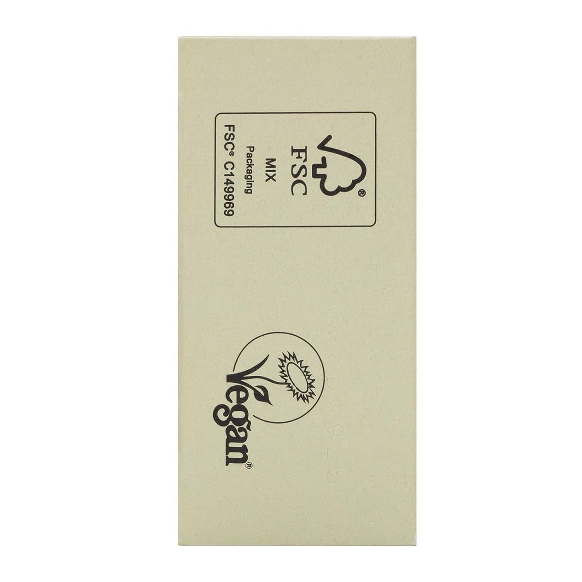 Tan soap carton back with Vegan and FSC icons