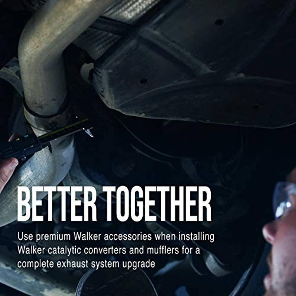 Exhaust system hanger bracket installed under vehicle, with mounting strap and fasteners
