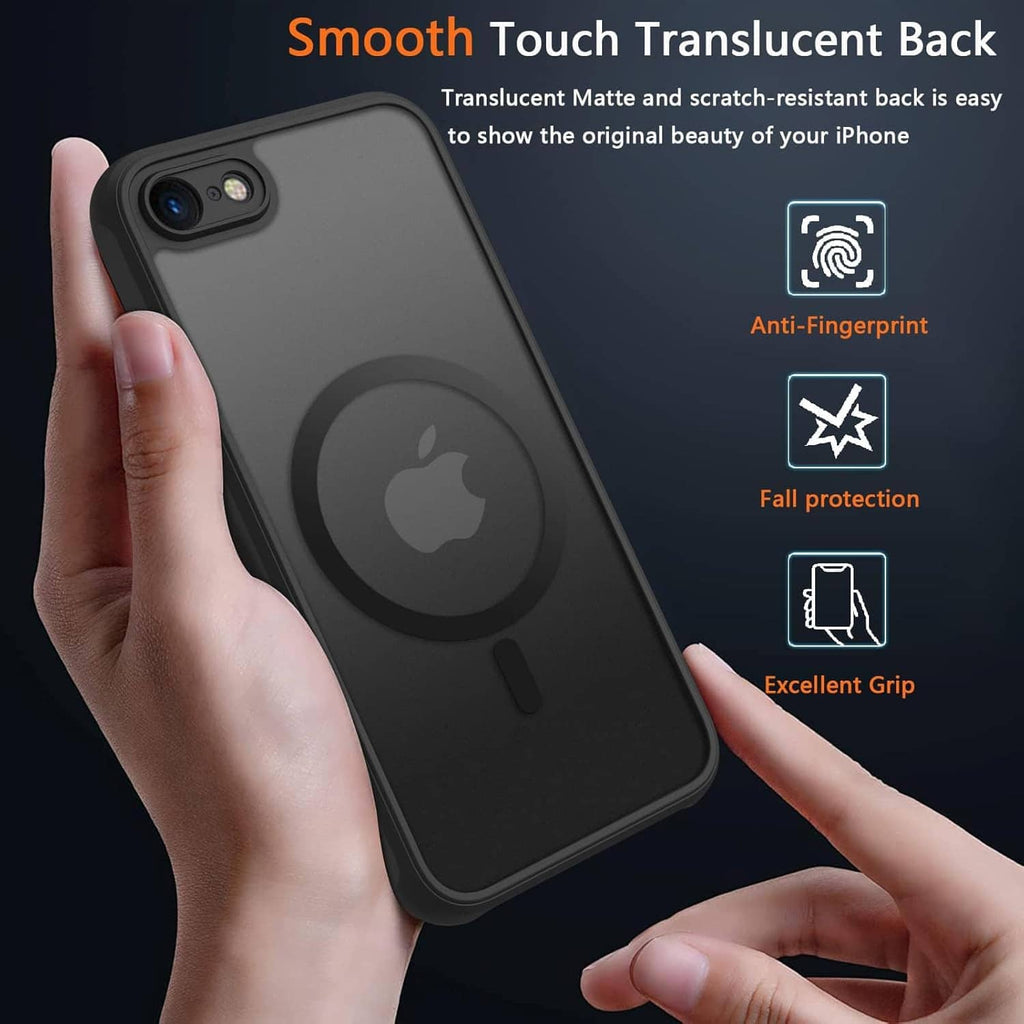 Dark translucent matte iPhone case with smooth grip feel and MagSafe ring
