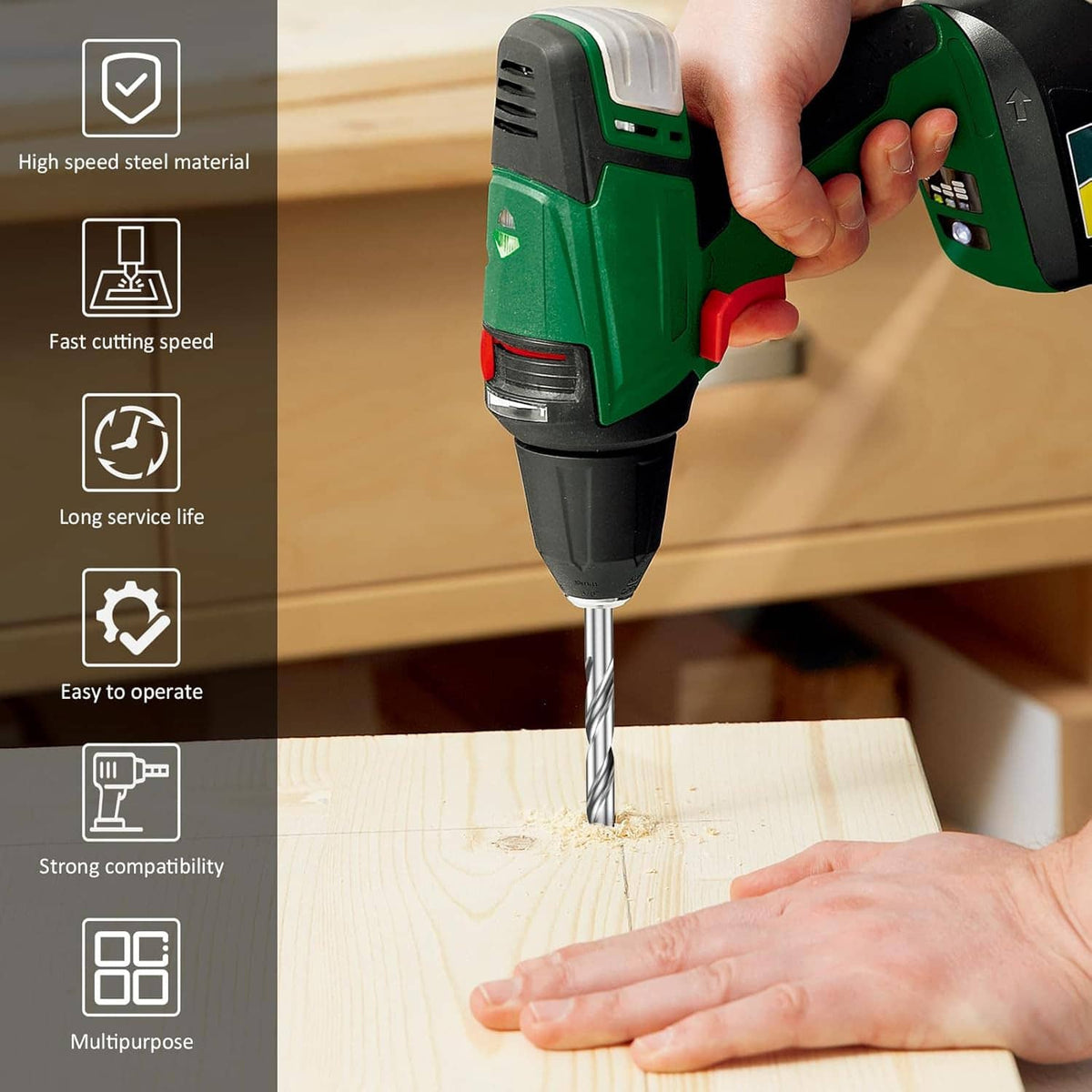 Pocket hole drill bit with depth stop collar for drilling wood