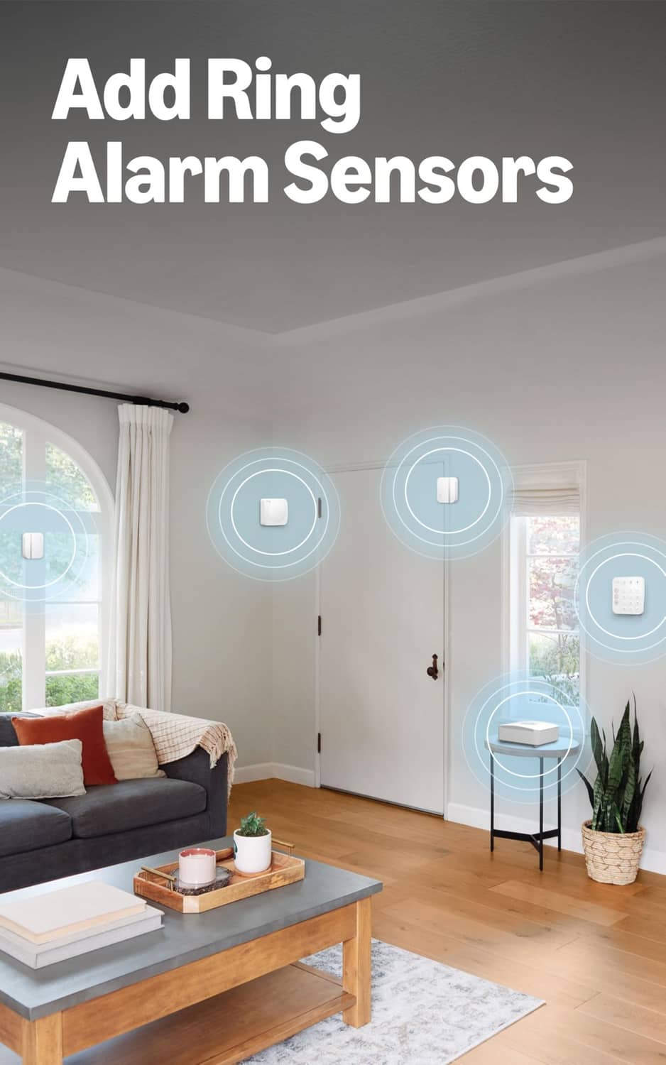 Wall-mounted alarm sensor with small status indicator light