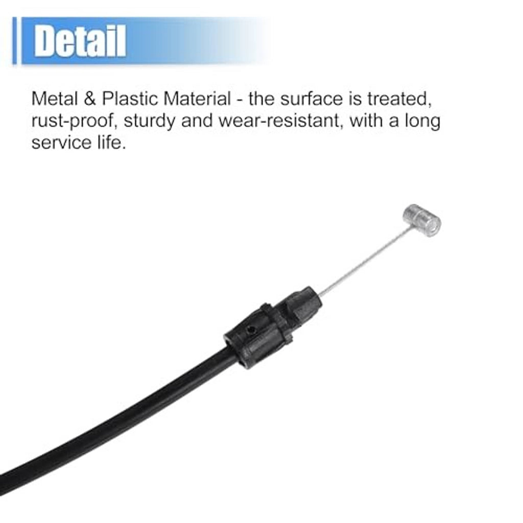 Black hood latch cable connector with clear plastic clip and metal tip