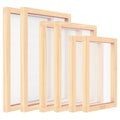 Set of 6 light wood silk screen printing frames with stretched mesh