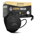 Black KN95 disposable face mask with adjustable nose clip and ear loops