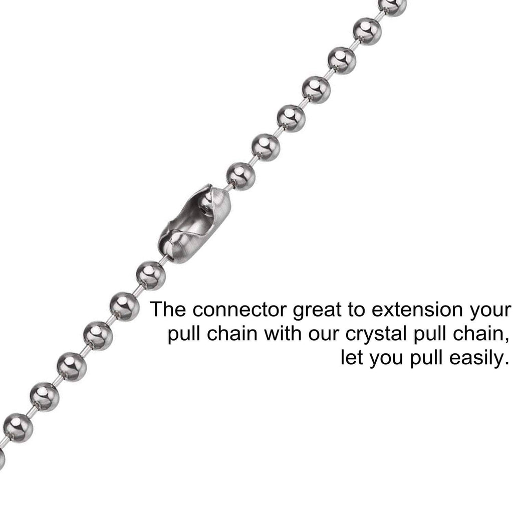 Chrome bead pull chain connector with extension link for crystal pull chain