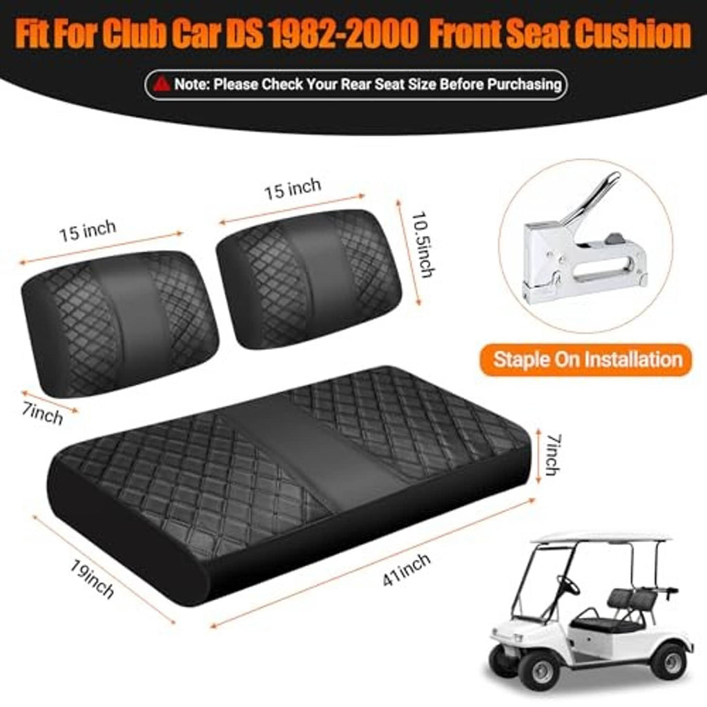 Black diamond-pattern front seat cushion covers set with textured quilting