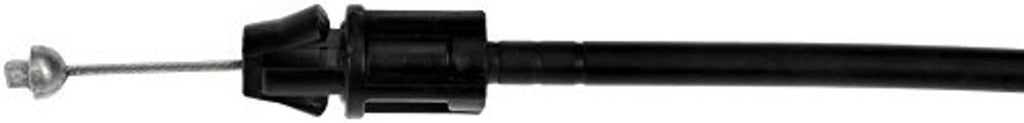 Hood release cable end with silver metal pin and black plastic connector