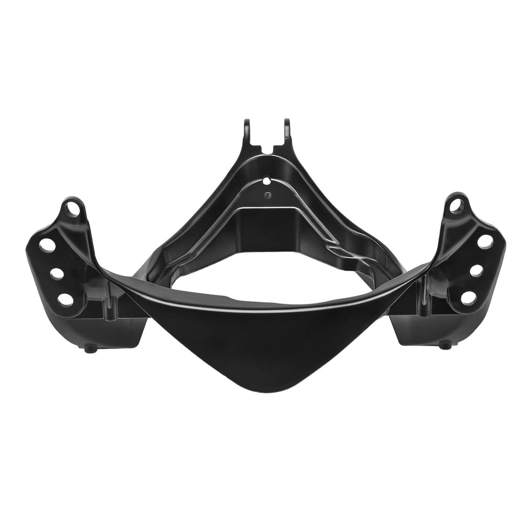 Motorcycle upper fairing headlight bracket, black metal with mounting holes
