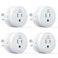 Set of 4 white smart Wi‑Fi/Bluetooth outlet adapters with two-prong plug and blue status light