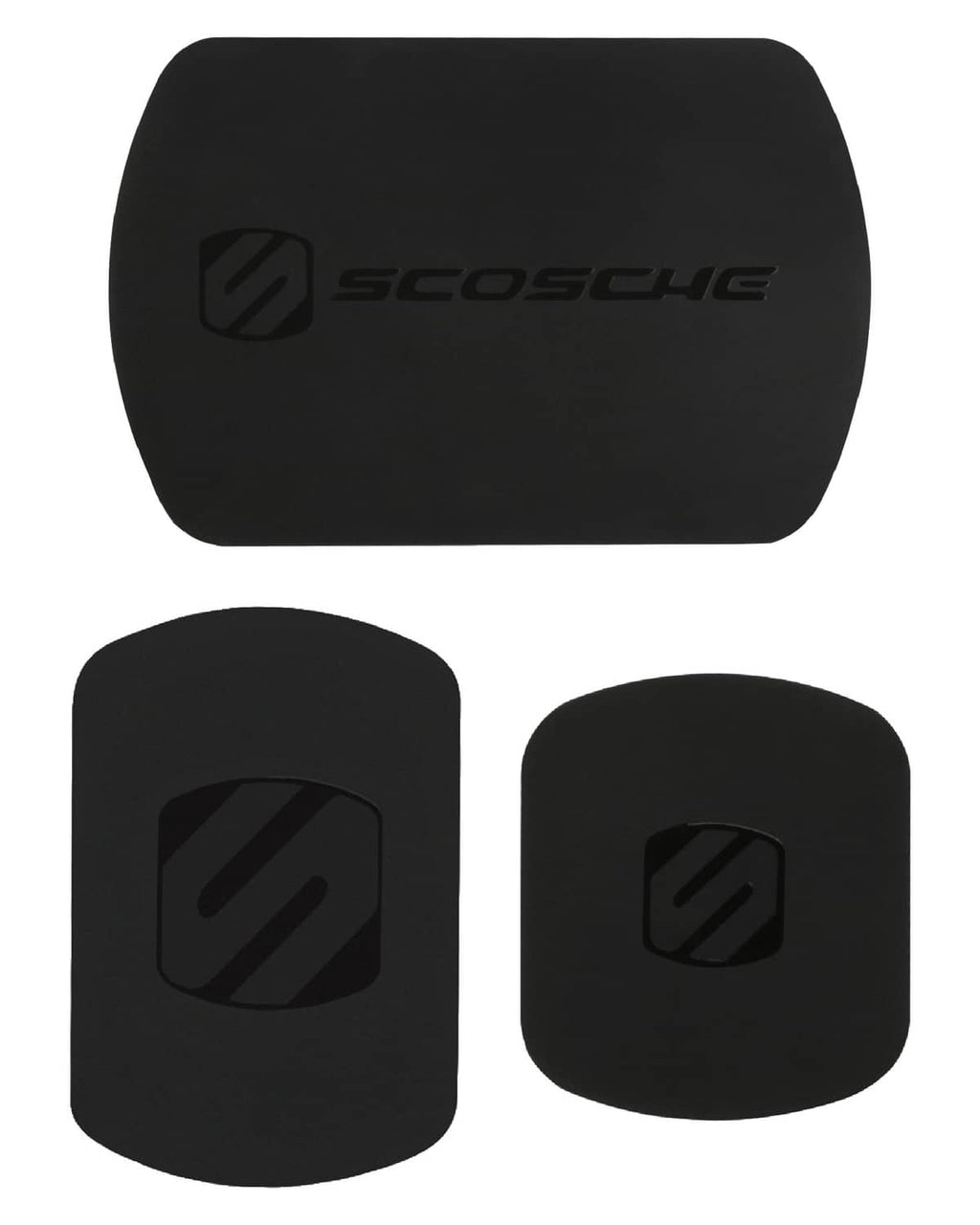 Replacement metal plate kit with three black Scosche MAGRKI MagicPlate discs