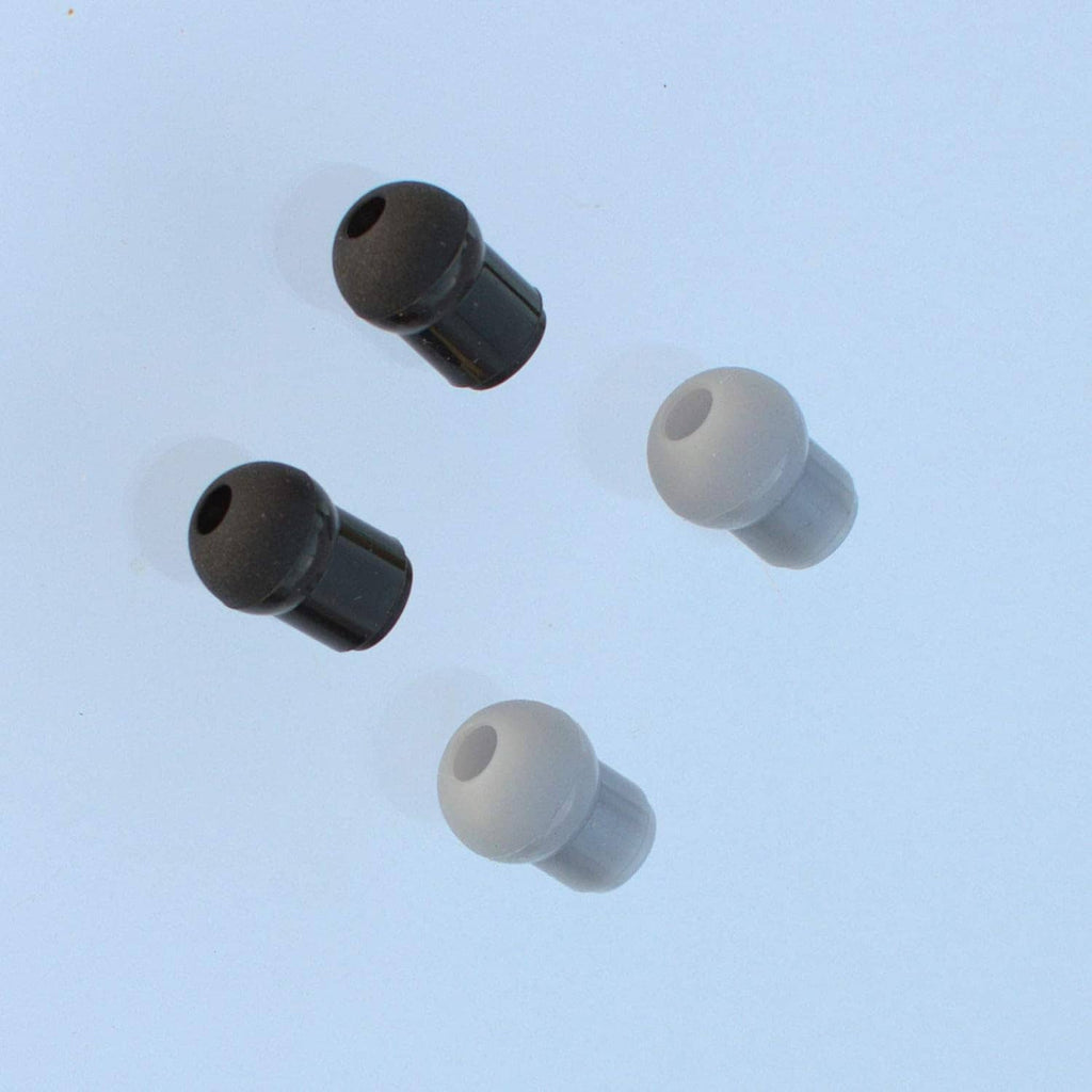 Replacement ear tips set: two black and two white/gray eartips