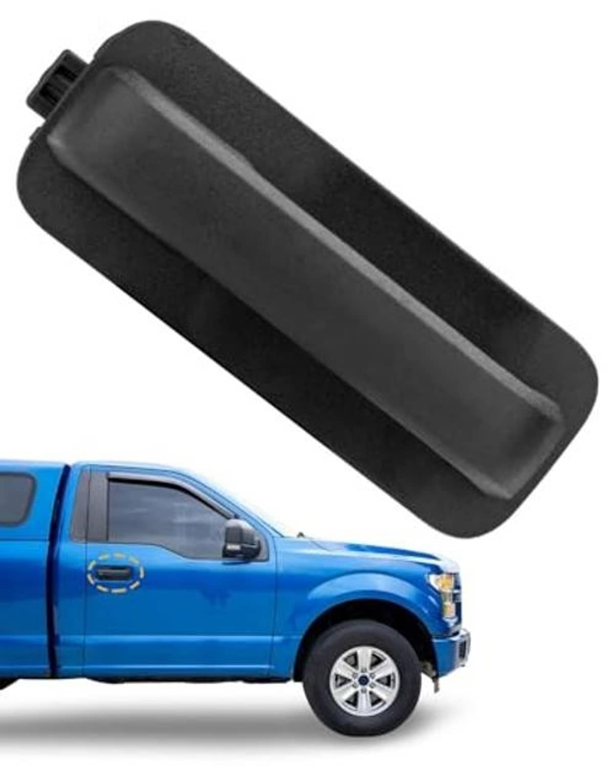 Front right exterior door handle, black textured housing with gray insert strip