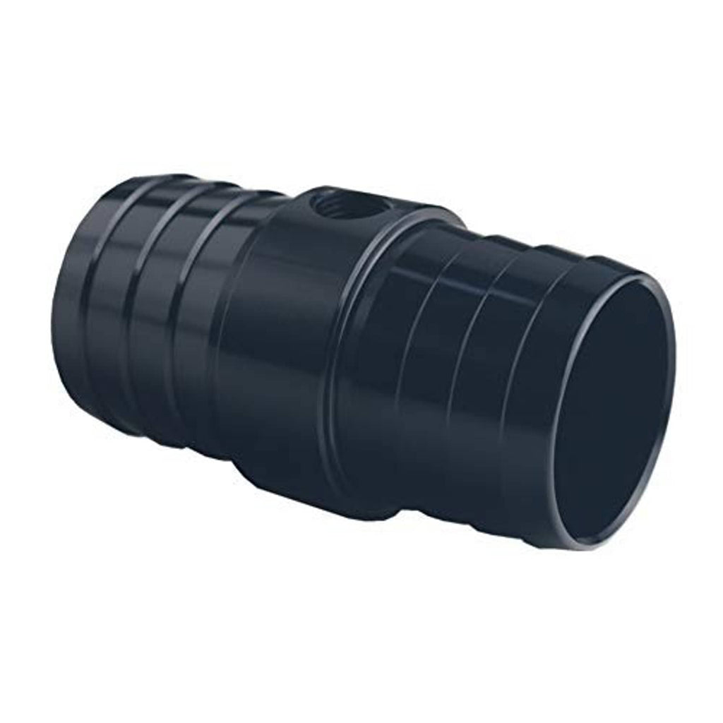 Black ribbed hose adapter with flared outlet end