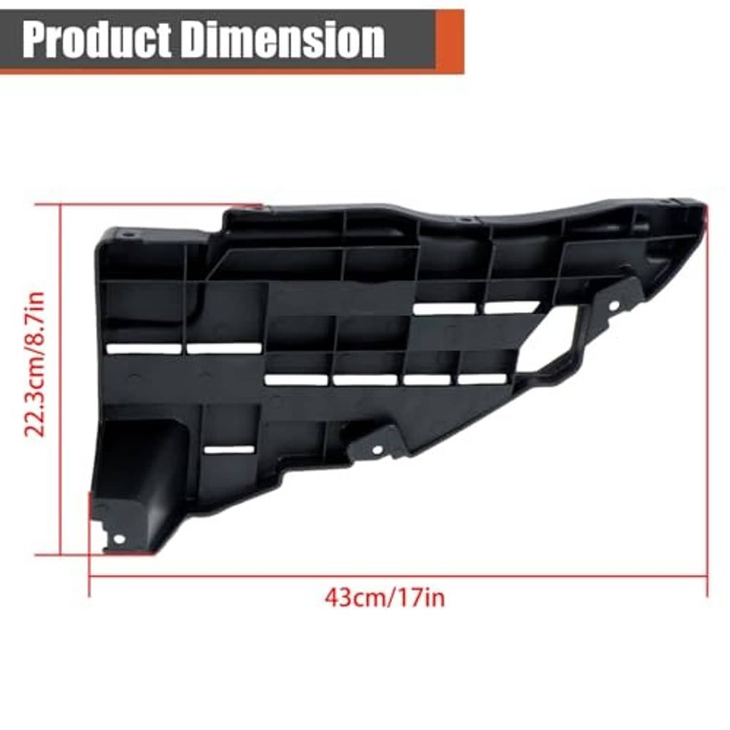 Black front bumper bracket, left side with open channels and mounting holes