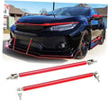 Red adjustable front bumper lip splitter strut rods set with mounting hardware