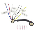 Tail light harness adapter wiring with multi-pin connector and color-coded lead wires