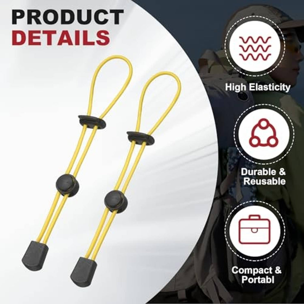 Two yellow elastic stick holders with black caps and securement loops