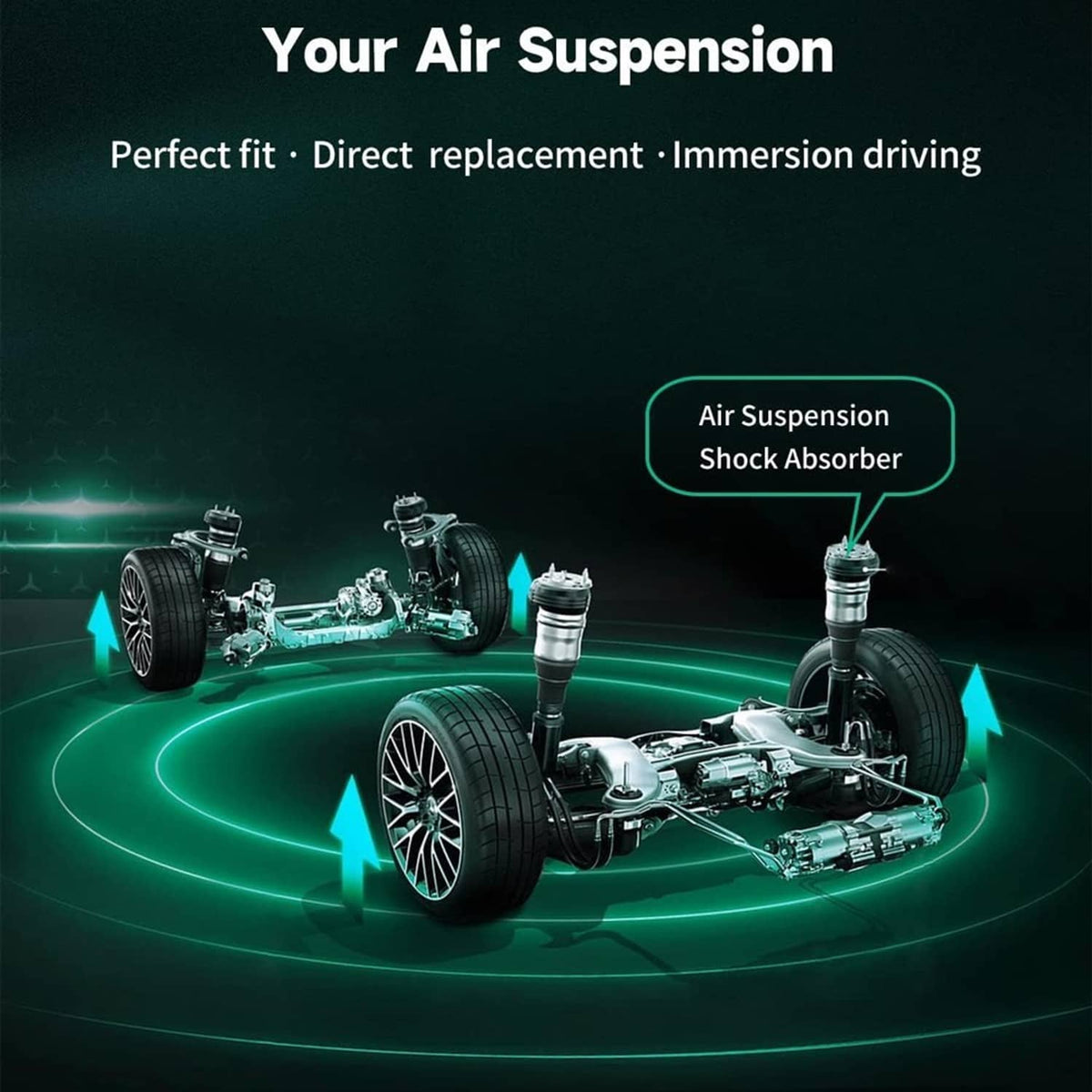 Air suspension system concept with mounted shock absorber and undercarriage components