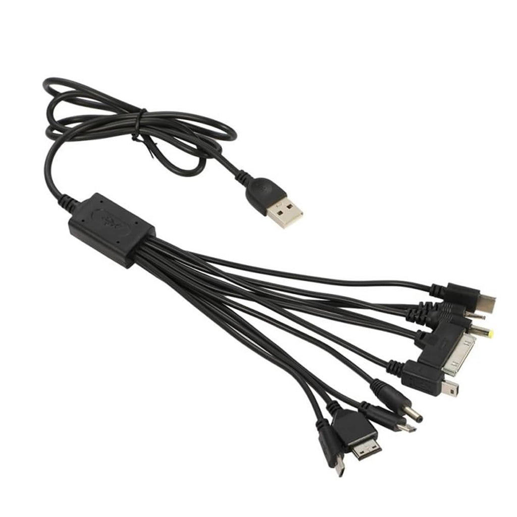 Black multi-charging cable with braided wire and USB male connectors